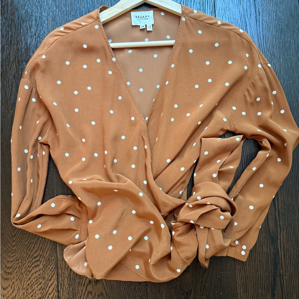 Sezane Blous Anya Wrap Blouse